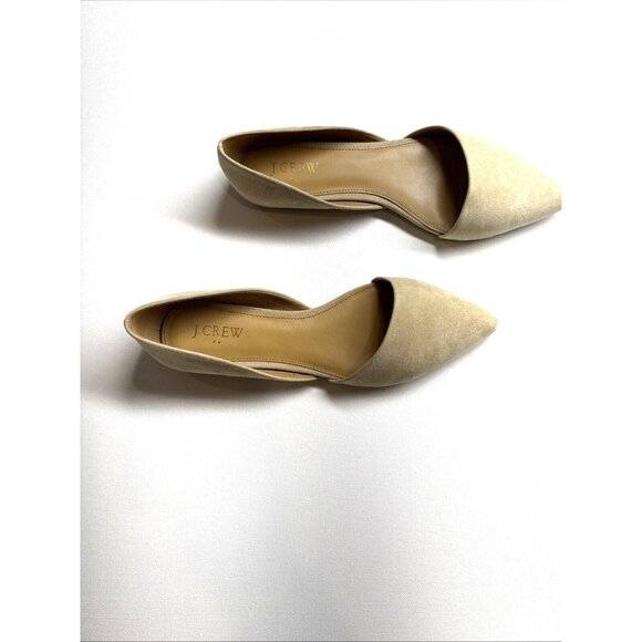 J. Crew Womens Zoe d'Orsay Flats Saddle Beige Faux Suede 8.5 M - Picture 5 of 8